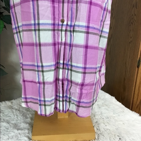 NORTHCREST 1X sleeveless buttondown top pink plaid - Picture 6 of 13